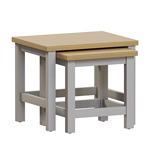 Movian Arlington Beistelltisch-Set, Holzwerkstoff, Grau/Eiche, H 40 x W 36 x D 39 cm von Movian