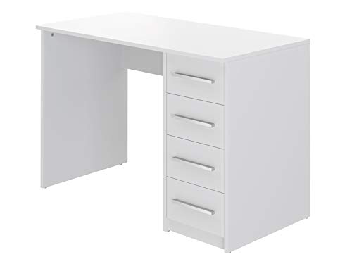 Amazon Basics - Rechteckig Idro moderner Schreibtisch, Konsolentisch, Computertisch mit 4 Schubladen, 56 x 110 x 73 cm, Weiß (Früher Movian) von Amazon Basics