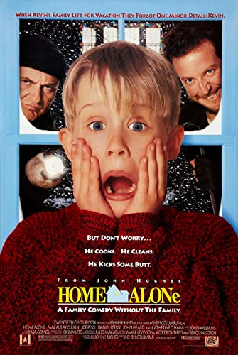 Home Alone Poster A4 - Filmkunstposter in verschiedenen Größen für Wohn- oder Schlafzimmerideen. Randlose Kultfilmbilder, klassische ikonische 70er, 80er, 90er Jahre, Vintage-Retro-Wanddekoration, Bi von Movie Posters