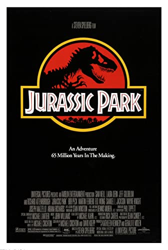 Jurassic Park Writings Poster A2 - Filmkunstposter in verschiedenen Größen für Wohn- oder Schlafzimmerideen. Randlose Kultfilmbilder, klassische ikonische 70er, 80er, 90er Jahre, Vintage-Retro-Wandde von Movie Posters