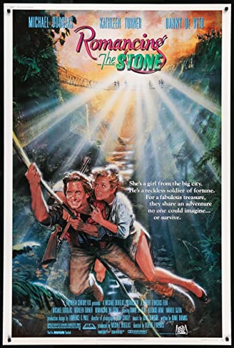 ROMANCING THE STONE 1984 2 Poster A2 - Filmkunstposter in verschiedenen Größen für Wohn- oder Schlafzimmerideen. Randlose Kultfilmbilder, klassische ikonische 70er, 80er, 90er Jahre, Vintage-Retro-Wa von Movie Posters