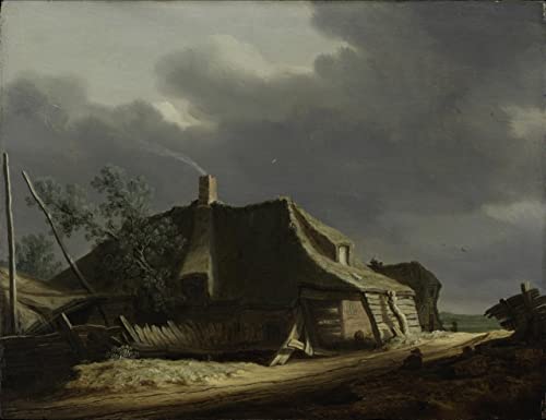 Salomon van Ruysdael Landscape with Farmhouse 1628 A2 Poster on Canvas - Filmkunstposter in verschiedenen Größen für Wohn- oder Schlafzimmerideen. Randlose Kultfilmbilder, klassische ikonische 70er, von Movie Posters