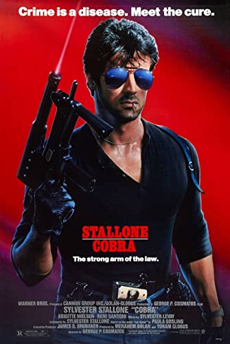 Stallone Cobra Poster A1 - Filmkunstposter in verschiedenen Größen für Wohn- oder Schlafzimmerideen. Randlose Kultfilmbilder, klassische ikonische 70er, 80er, 90er Jahre, Vintage-Retro-Wanddekoration von Movie Posters