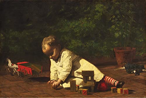 Thomas Eakins Baby at Play A4 Poster on Canvas - Filmkunstposter in verschiedenen Größen für Wohn- oder Schlafzimmerideen. Randlose Kultfilmbilder, klassische ikonische 70er, 80er, 90er Jahre, Vintag von Movie Posters