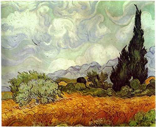 Vincent Van Gogh Wheat Field with Cypresses Poster A2 - Filmkunstposter in verschiedenen Größen für Wohn- oder Schlafzimmerideen. Randlose Kultfilmbilder, klassische ikonische 70er, 80er, 90er Jahre, von Movie Posters