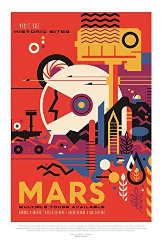 Visions of the Future NASA Mars Tours Poster A2 - Filmkunstposter in verschiedenen Größen für Wohn- oder Schlafzimmerideen. Randlose Kultfilmbilder, klassische ikonische 70er, 80er, 90er Jahre, Vinta von Movie Posters