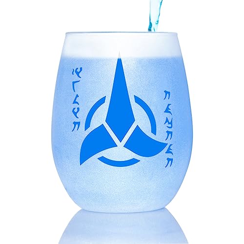 Star Trek Klingon Warrior Blutwein Toastglas mit Zitat in plqaD Special Edition In-Universe White Frosted Line Premium geätzt von Filmen auf Glas inklusive einem Glas – 425 ml von Movies On Glass