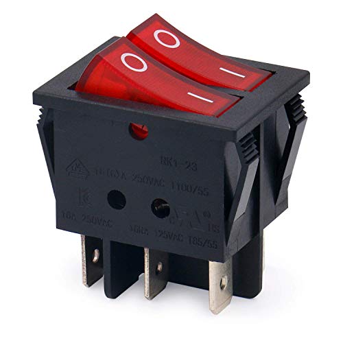 Movilideas Doppel-Wippschalter, quadratisch, Rot, SPST, 6 Anschlüsse, mit Licht, 16 V, 250 VAC, UL VDE 2 Stück Movilideas Doppel-Wippschalter, quadratisch, Rot, SPST, 6 Anschlüsse, mit Licht, 16 V, 250 VAC, UL VDE 2 Stück von Movilideas