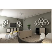 Modulares Wabenregal - Wandregal Ohne Bohren Hängeregal Hexagon Regal Für Wohnzimmer, Homeoffice, Büro & Laden Designregal | 4 Module von Movisi711