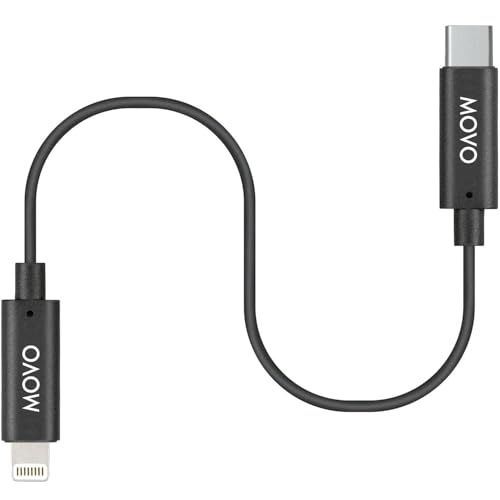 Movo IMA-5 USB-C auf 30 cm Lightning-Mikrofonadapterkabel – Verbinden Sie USB-C Shotgun Mikrofone mit iPhone/iPad, kompatibel mit X1, X1-MINI, Rode VideoMic NTG, VideoMic GO II von Movo