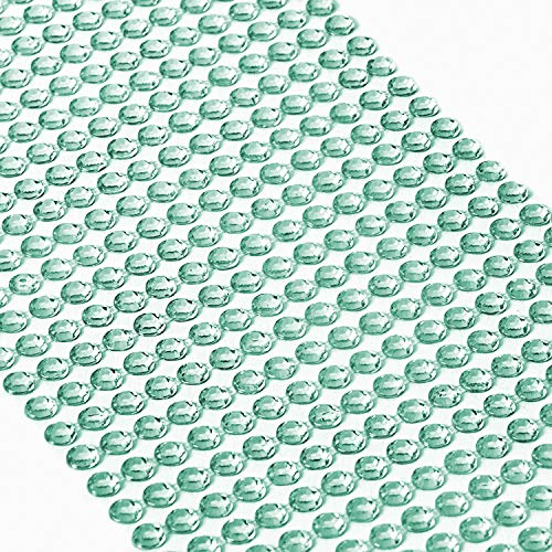 Movoja Mint-Grüne Strasssteine - runde Glitzersteine 624 Stück 5 mm selbstklebend zum Verzieren und Basteln | Schmucksteine zum aufkleben | Steinchen Dekosteine Bastelsteine Mint von Movoja