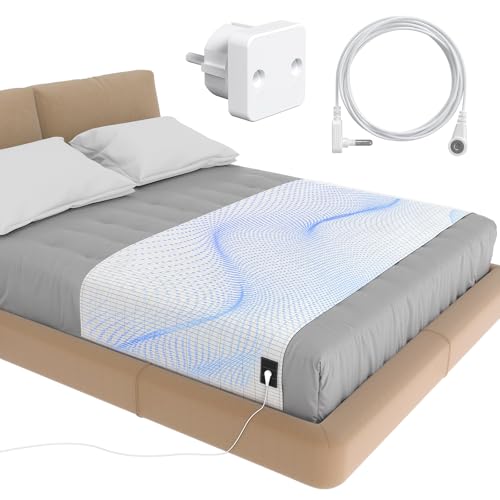 Mowend Grounding Mat, Erdungsmatte Erdungslaken fürs Bett, 95% Bio-Baumwolle + 5% Reine Silberfaser, ideal für Schlaf, Energie, Schmerzlinderung, Entzündungen, Gleichgewicht – 4,5 m Erdungsleitung von Mowend