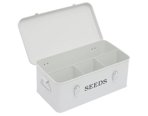 Mowhut Garten-Samenbox - Weiße Metall-Aufbewahrungsbox Mit 4 Trennwänden - Organizer-Etui Für Gartenarbeit - Tragbarer Paketbehälter Mowhut Garten-Samenbox - Weiße Metall-Aufbewahrungsbox Mit 4 Trennwänden - Organizer-Etui Für Gartenarbeit - Tragbarer Paketbehälter von Mowhut