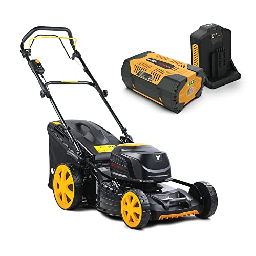 Mowox® EM 5162 SX-Li Lithium-Ion Akku-Rasenmäher mit 51cm Schnittbreite, Radantrieb, 3-in-1 Funktion, 60 l-Fangsack, Höhenverstellung 7-Fach, kugelgelagerte Räder, EASY2STORE-Funktion, XXL-Räder von Mowox