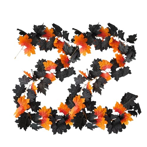 Halloween Girlande - Künstliche Herbst Dekoration 2 Stück | Herbstdeko Für Terrasse Büro Garten Tor Bücherregal Küchenfenster von Moxeupon