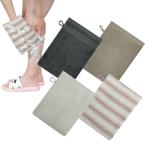Moxeupon Badehandschuh - Waschlappen mit Schlaufe,4er Set Baumwoll Handtuch Handschuh Für Gesicht Haut Körperpflege Herren Kinder Baby Reise von Moxeupon