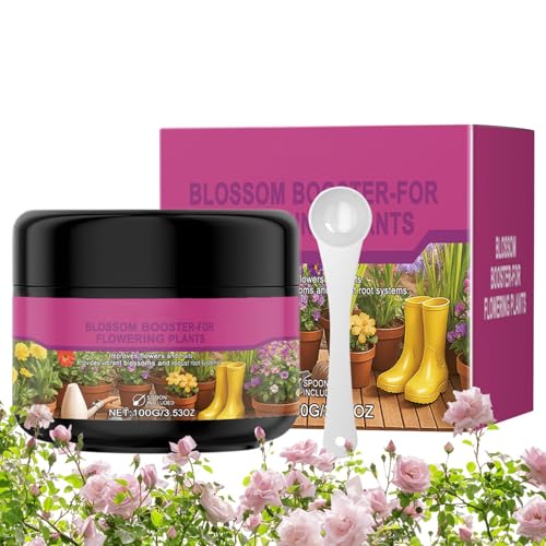 Moxeupon Blumendünger - Blühdünger 100g - Blumennährstoffpulver Pflanzen Booster Mit Messlöffel Für Fruchtbildung Haus Innen- Und Außenbereich Töpfe Anfänger von Moxeupon