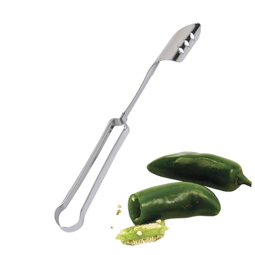 Moxeupon Chili-Entkerner-Entferner, Pfeffer-Entkerner-Werkzeug,Jalapeno-Entkerner aus Edelstahl mit gezackter Scheibe - Küchenhelfer, Kernentkerner, Pfefferentkerner zum Schneiden und Entkernen von Moxeupon