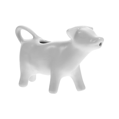 Moxeupon Milchkännchen Porzellan Kuh Sahnekännchen Hitzebeständiger Cartoon-Milchkännchen In Kuhform Getränkespender Kaffeesahne Dispenser Weißen Kleine Kaffeemilch Creamer Krug Für Küche Kaffee Tee von Moxeupon