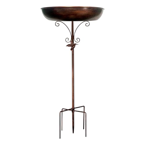 Moxeupon Vogelbad Schale | Vogelfutterstelle Für Garten - Metall-Ständer Vogelbad & Futterstelle Deko Für Garten Terrasse Balkon Außenbereich von Moxeupon