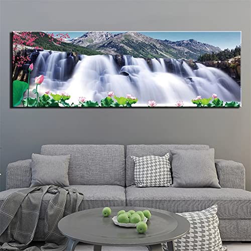 Moxiaa 5D Diamant Painting Kit Full Bohrer Wasserfalllandschaft 40x80cm Quadrat Diamond Painting Crystal Strass Stickerei Malerei Handgemachtes Wohnzimmer Schlafzimmer Wanddekoration Geschenk von Moxiaa