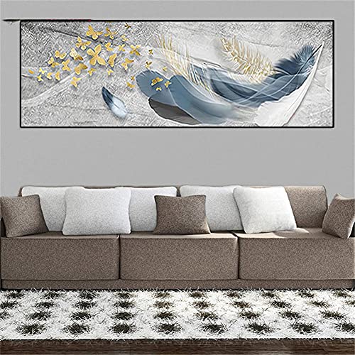 Moxiaa Diamond Painting Feder Diamant Painting Bilder Full Groß,DIY 5D Diamant Malerei for Erwachsene und Kinder,Strass Stickerei Kreuzstich Handwerk,für die Haus Wanddekoration 60x180cm von Moxiaa