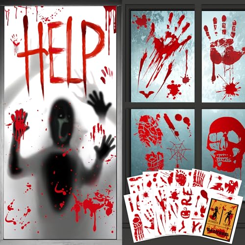 Moxled Halloween Deko Horror, Blutige Handabdruck Fußabdruck Fensteraufkleber, 2 Sets Halloween Tür Fensterbilder & 13 Sets Mauer Boden Aufkleber 91pcs Blutige Aufkleber für Fenster Party Moxled Halloween Deko Horror, Blutige Handabdruck Fußabdruck Fensteraufkleber, 2 Sets Halloween Tür Fensterbilder & 13 Sets Mauer Boden Aufkleber 91pcs Blutige Aufkleber für Fenster Party von Moxled