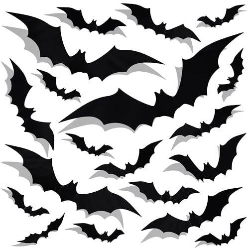 Moxled Halloween Deko Wandaufkleber, 32 Stück 3D Fledermaus Deko Sticker, Fensterbilder Halloween Fledermaus Aufkleber für Fenster, Wand, Tür, Kinderzimmer, Party Dekoration Innen Moxled Halloween Deko Wandaufkleber, 32 Stück 3D Fledermaus Deko Sticker, Fensterbilder Halloween Fledermaus Aufkleber für Fenster, Wand, Tür, Kinderzimmer, Party Dekoration Innen von Moxled