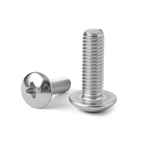 M6 x 12 mm (30 Stück) Halsband-Maschinenschrauben, Kreuzschlitz-Antrieb, metrische Maschinenschrauben, 304 Edelstahl (18–8), Vollgewinde, helle Oberfläche von MoyoCodi