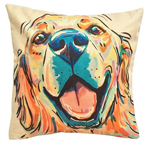 Moyun "Süße Haustiere“ Hunde Muster, Baumwolle, Leinen, Kissenbezug, Home Decor, Decke, Baumwoll-Leinen, Golden Retriever, 18X18inch von Moyun