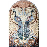 Handgefertigtes Marmor Mosaik Kunstwerk Zwei Blaue Pfauen Wandkunst | 70 X 100 cm Handgefertigtes Marmor Mosaik Kunstwerk Zwei Blaue Pfauen Wandkunst | 70 X 100 cm von Mozaico