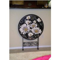 Weiße Gänseblümchen Blumenstrauß Mosaik Marmor Weiße Gänseblümchen Blumenstrauß Mosaik Marmor von Mozaico