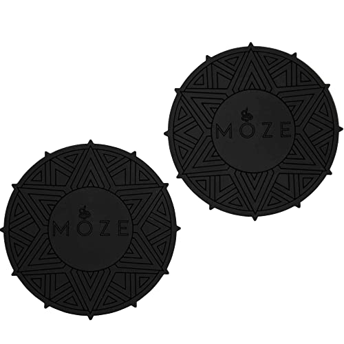 Moze Getränkuntersetzer (2er Set) - Black - Glassuntersetzer - rutschfest - Einfache Reinigung - Set - 2 Stück - 8 cm Durchmesser - 4mm Höhe von Moze Shisha