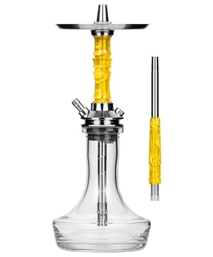 Moze Breeze Pro Wavy Yellow | Premium Shisha mit dynamisch verstellbarem Blowoff | PushToPurge Button für direkte Kühlung | Austauschbare Sleeves | Komplett Edelstahl von Moze