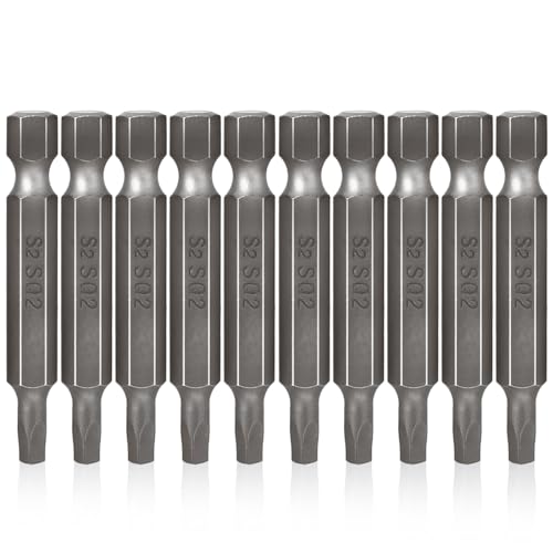 10 Stück Vierkant Schraubendreher Bits 1/4 Zoll S2 Stahl Spezial Bit Set 50mm Lange Hex Schaft Magnetischer Kopf Bits SQ2 Schraubendreher Bitsatz für die Meisten Elektrischen Schraubendreher Bohrer von Mozeat Lens