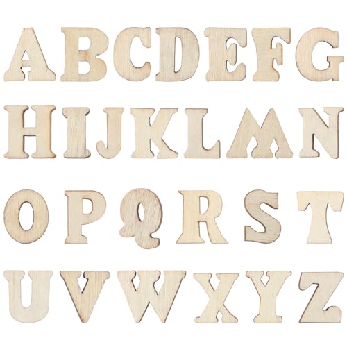 104 Stück Mini Holz Buchstaben 15 mm Basteln Holzbuchstaben kleine Holz Alphabet A-Z Bastelbuchstaben für DIY Kunsthandwerk Hochzeit Party Deko von Mozeat Lens