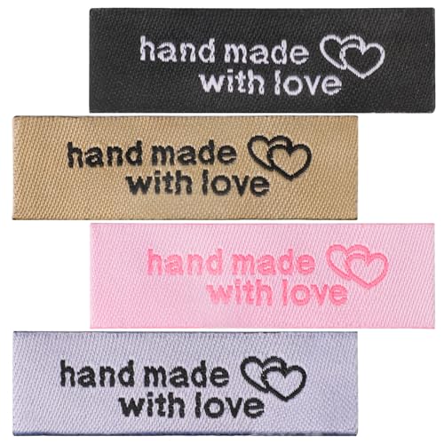 120 Stück Handmade Label Handgefertigte Etiketten Handmade Geprägte Tag Herz Etiketten Labels Zum Annähen Basteln Geprägte Häkel Rechteck Etiketten Stricken Nähen Etiketten für DIY Hut Handschuhe von Mozeat Lens