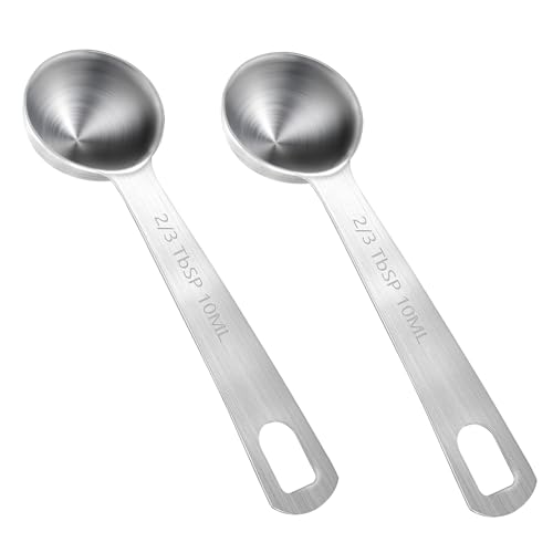 2 Stück Edelstahl Kaffeelöffel Portionierer 10 ml Messlöffel mit Langem Griff Kaffeedosierlöffel Kleiner Metalllöffel zum Abmessen von Kaffee Satz Gewürze Bohnen von Mozeat Lens