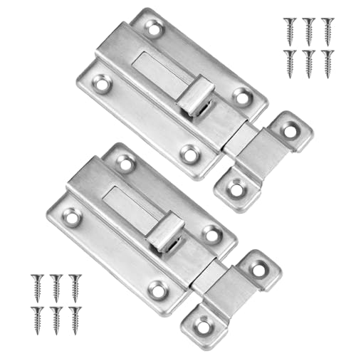 2 Stück Schiebeschloss Türriegel 3 Zoll Edelstahl Türverschlüsse mit 12 Schrauben Klein Sicherheitstürriegel für Gartentor Badezimmer Schuppen Toilette von Mozeat Lens