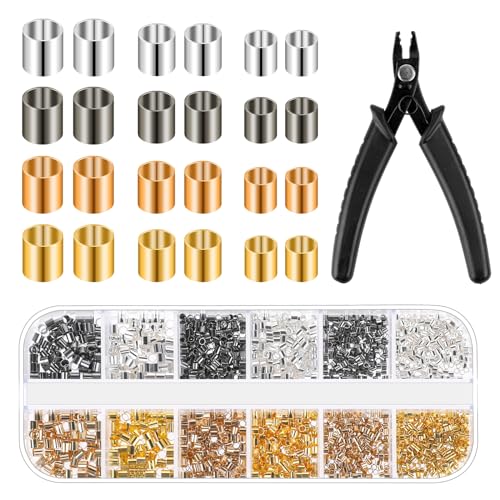 2200 Stück Quetschperlen, Crimp Perlen Set mit Quetschzange 1,5/2/2,5 mm Tube Crimp Perlen Quetschröhrchen für Heimwerker Armbänder Halsketten Ohrringe Schmuckherstellung (4 Farben) 2200 Stück Quetschperlen, Crimp Perlen Set mit Quetschzange 1,5/2/2,5 mm Tube Crimp Perlen Quetschröhrchen für Heimwerker Armbänder Halsketten Ohrringe Schmuckherstellung (4 Farben) von Mozeat Lens