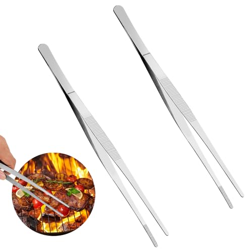 2er Set Edelstahl Kochpinzette Pinzette Küche Grillzange Lang 30 CM Grillpinzette Küchenpinzette Bratpinzette Koch Pinzette Fleischpinzette für Kochen Grillen Backen von Mozeat Lens