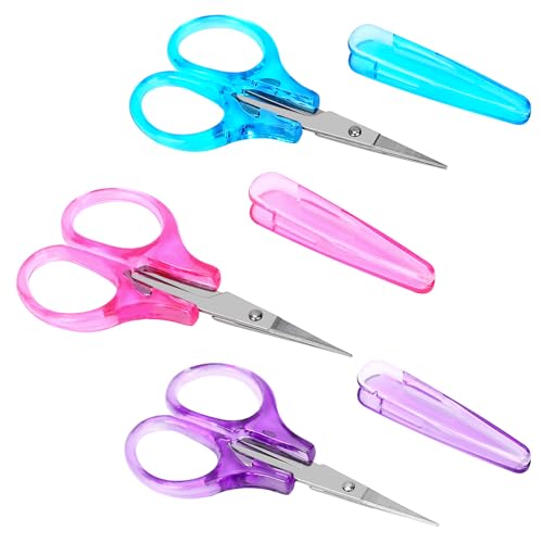 3 Stück Edelstahl Bastelschere Kleine Schere Set Mini High Precision Details Schere mit Schutzhülle Allzweckschere Präzise Gerade Feine Spitzen Design für Papier Schneiden Scrapbooking von Mozeat Lens
