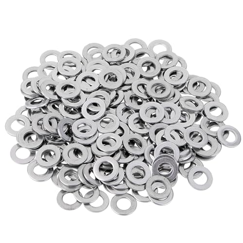304 Edelstahl Unterlegscheiben, 200 Stück M6 Flach Unterlegscheiben Set Sicherungsscheiben Sortiment Kit Metall Scheiben Beilagscheiben für Schrauben Bolzen DIY Möbel von Mozeat Lens