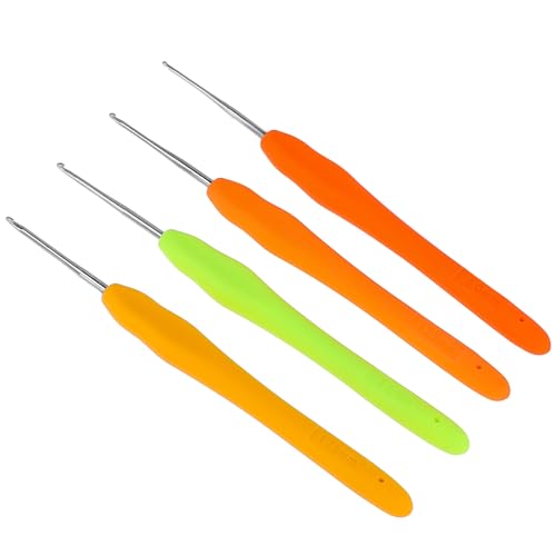 4 Stück Häkelnadel Set Bunte Häkeln Stricken Nadeln Kit mit Ergonomischem Softgriff 1,0 mm - 1,75mm Markierungsnadel Häkelnadeln Häkelset für Anfänger Enthalten (Zufällige Farbe) von Mozeat Lens