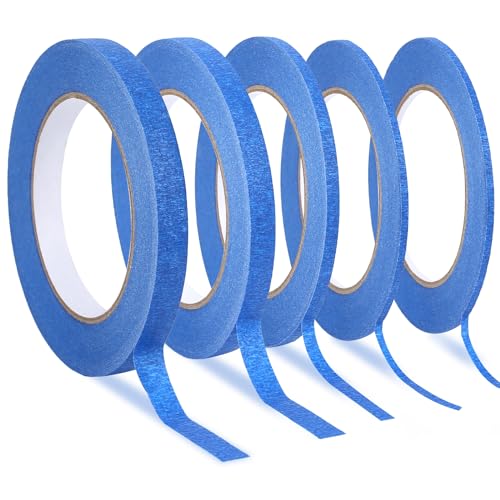 5 Rollen Fineline Tape Malerkrepp 3/5/10/12 mm x 50 m Masking Tape Selbstklebendes Automobil Abdeckband Klebeband für Malerarbeiten Dekorieren (Blau) von Mozeat Lens