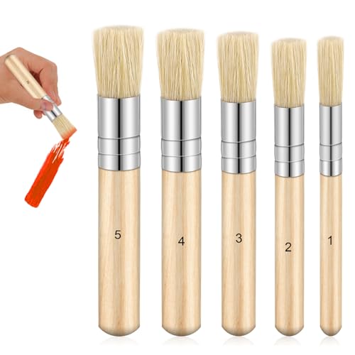 5 Stück Schablonierpinsel 5 Größen Holz Schablone Naturborsten Borstenpinsel Set Rund für Acrylmalerei Ölmalerei Malschablone DIY Kunst Handwerk 5 Stück Schablonierpinsel 5 Größen Holz Schablone Naturborsten Borstenpinsel Set Rund für Acrylmalerei Ölmalerei Malschablone DIY Kunst Handwerk von Mozeat Lens