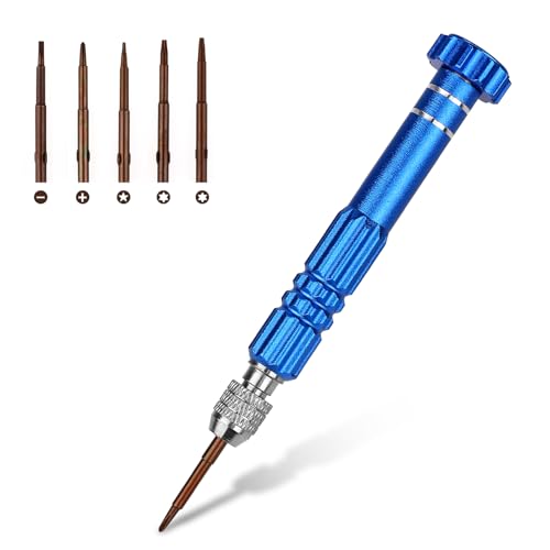 5 in 1 Mini Schraubendreher Set Feinmechaniker Schraubendreher 5-in-1 Schraubenzieher Multifunktionaler Feinschraubendreher für Elektronik Phone Laptop Computer Uhr Brillen Schmuck, Blau von Mozeat Lens
