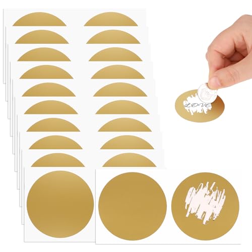 50 Stück Rubbelaufkleber Rund, Rubbellose Selber Machen, Goldene Rubbeletiketten zum Aufkleben Kreativität Scratch off Sticker für überraschung Geeignet, Postkarten Geschenke von Mozeat Lens