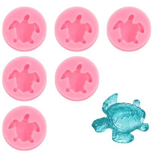 6 Stück Schildkröte 3D Silikonform Silikon Backform Süßigkeit Topper Wiederverwendbare Silikonform Kuchen-Fondant Dekorieren für Schokolade Süßigkeiten Kuchenformen von Mozeat Lens