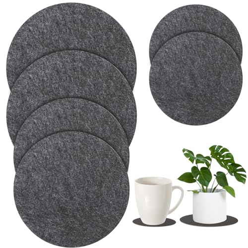 6 Stück Tischuntersetzer Glasuntersetzer Rund Pflanzentablett Deko Filzuntersetzer Ø 10/15/20 cm Waschbare Blumentopf Untersetzer Grau Getränkeuntersetzer für Tassen Bar Glas von Mozeat Lens